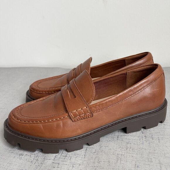 Aldo Women's Brown Leather Lug Sole Platform Loafers Slip On Shoes US 10 - Picture 1 of 13